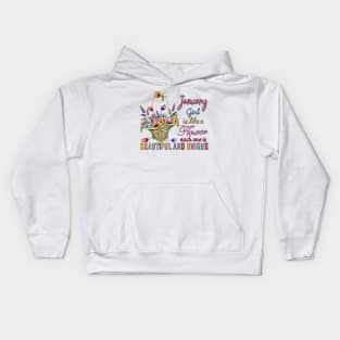 January Girl - Flower Basket Kids Hoodie